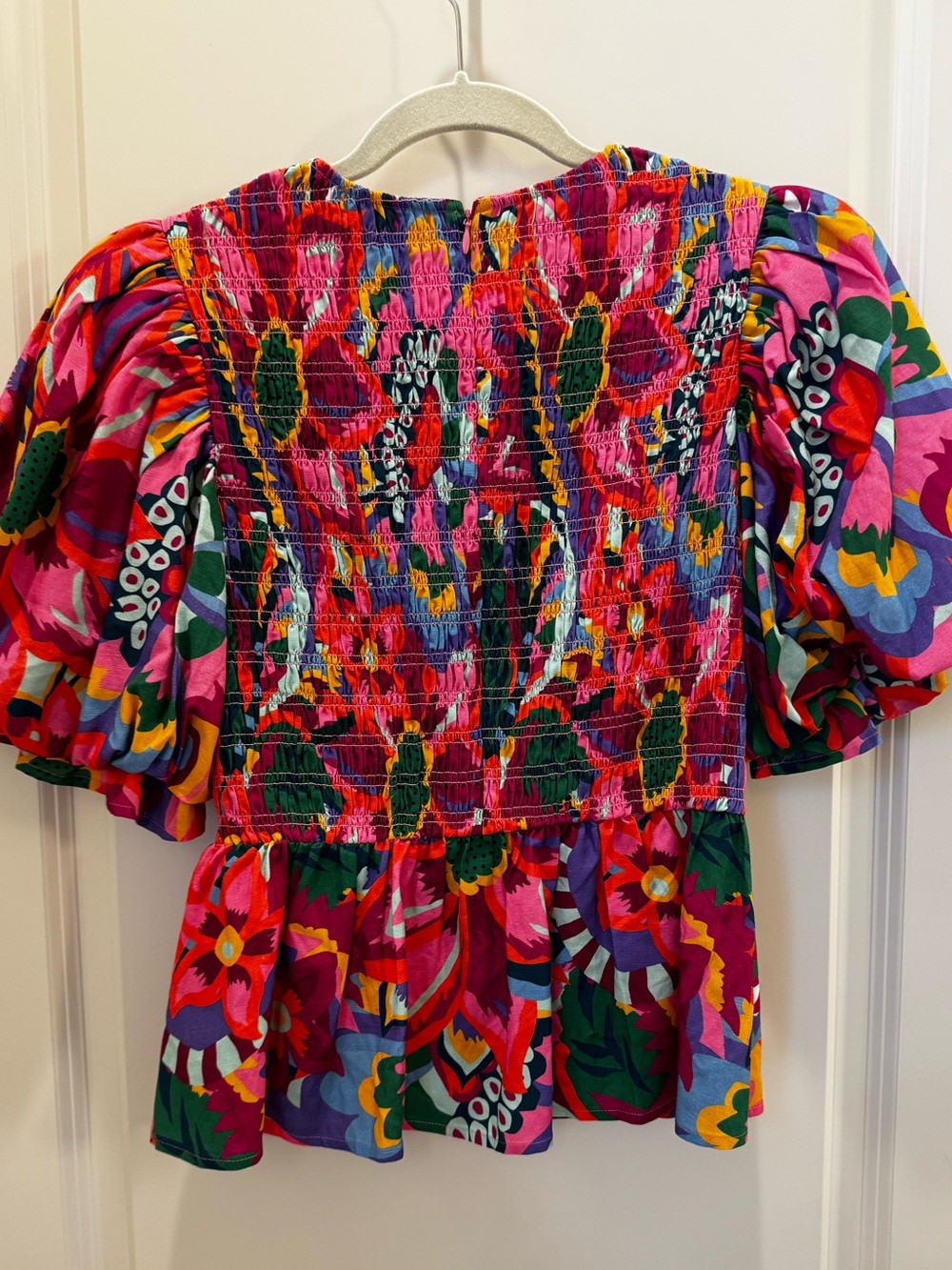 CROSBY by Mollie Burch Multicolor Floral Smocked Puff-Sleeve Top - Picture 3 of 3